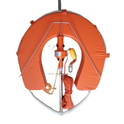 Horseshoe Man Overboard Kit, Auto Light, V Bracket & throw line. ORANGE