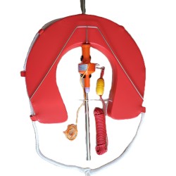 Horseshoe Man Overboard Kit, Auto Light, V Bracket & throw line. RED