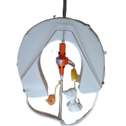 Horseshoe Man Overboard Kit, Auto Light, V Bracket & throw line. WHITE