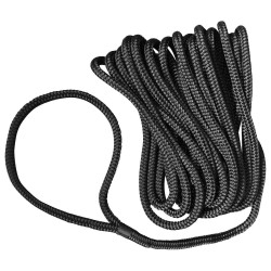 Dock Line 10mm x 7.6M Black, Polyester, Double braided rope